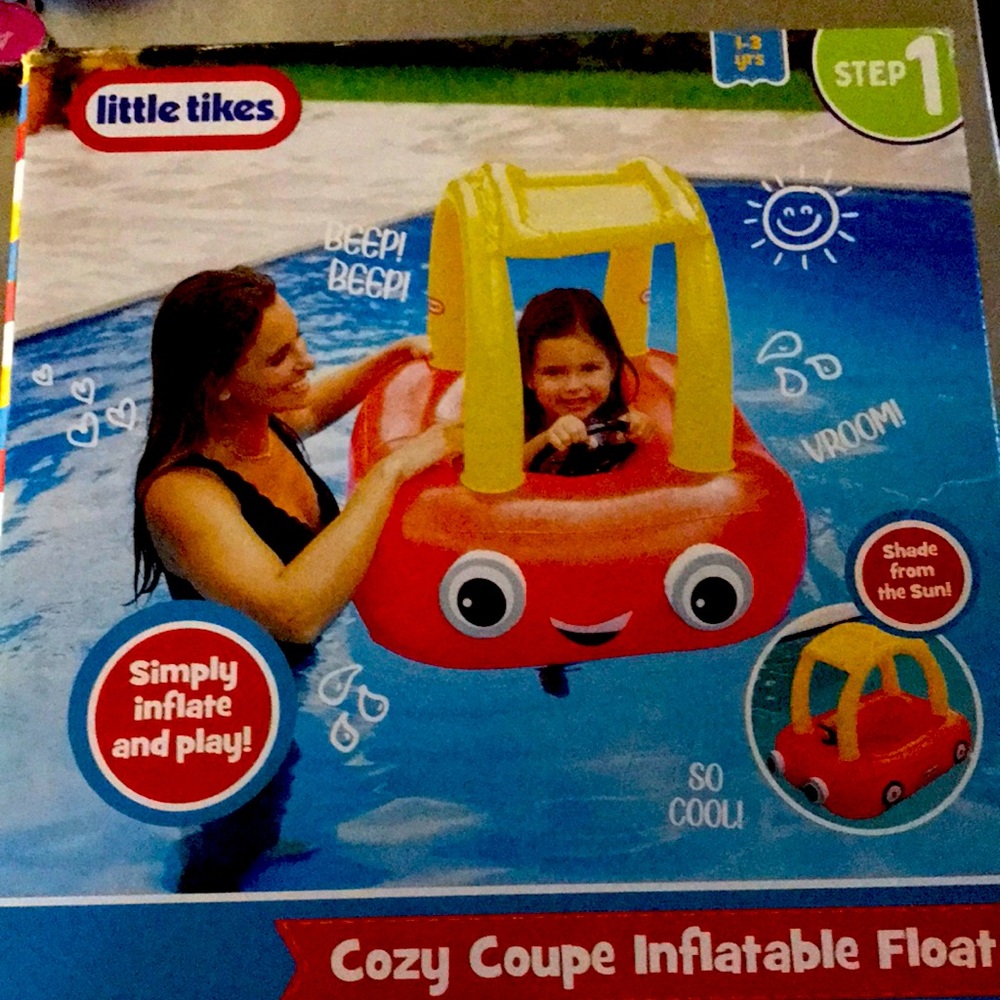 Little Tikes cozy coupe inflatable pool float. Horn beeps!!